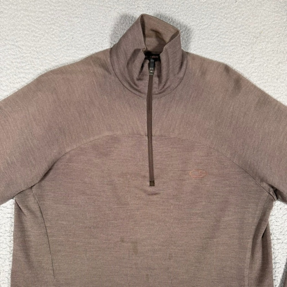 Icebreaker Sweater Mens Large Brown 100% Merino Wool Sport 320 Outdoor Preppy